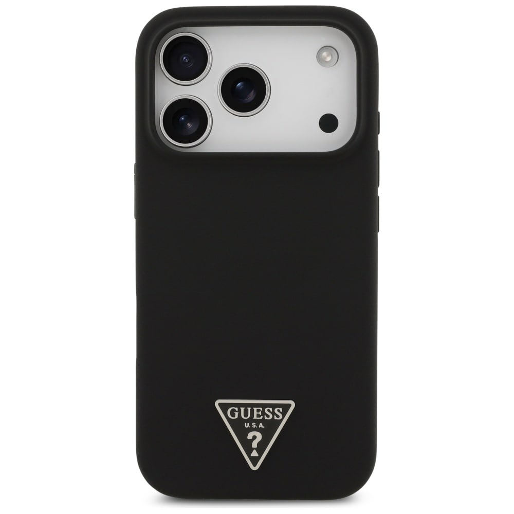Guess MagSafe-etui med trekantlogo i silikone til iPhone 17 Pro - Sort