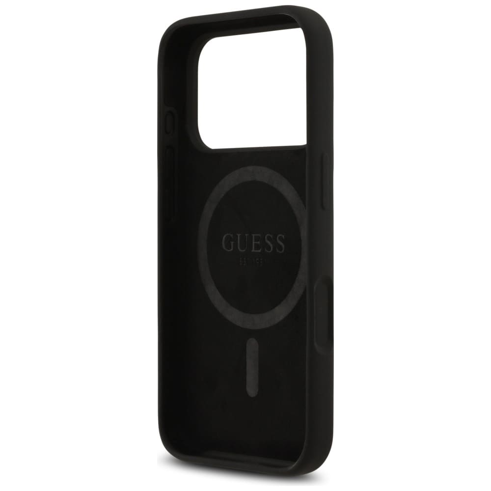Guess MagSafe-etui med trekantlogo i silikone til iPhone 17 Pro - Sort