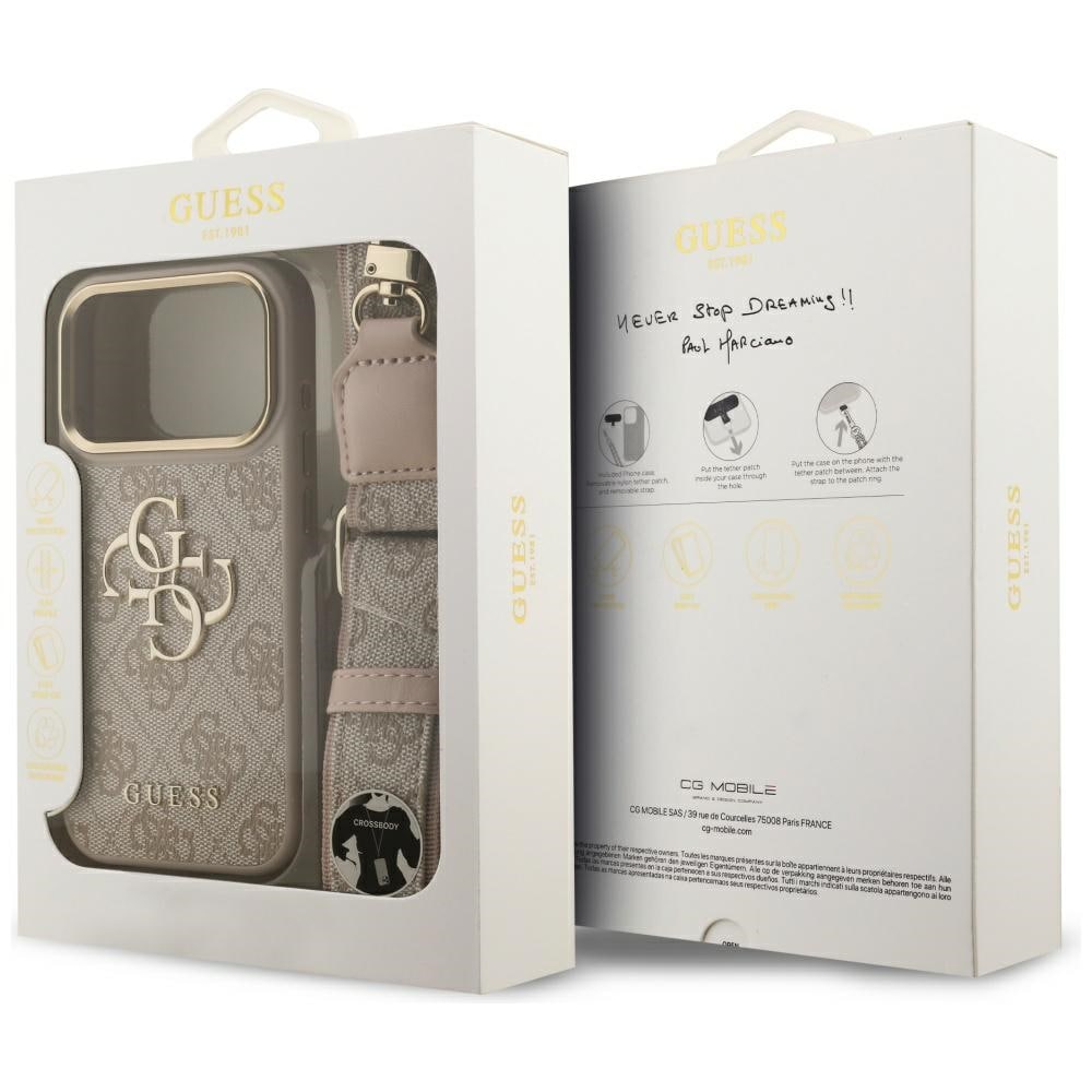 Guess 4G Big 4G Classic Logo Big Strap Metal Buttons Case til iPhone 17 Pro - Pink