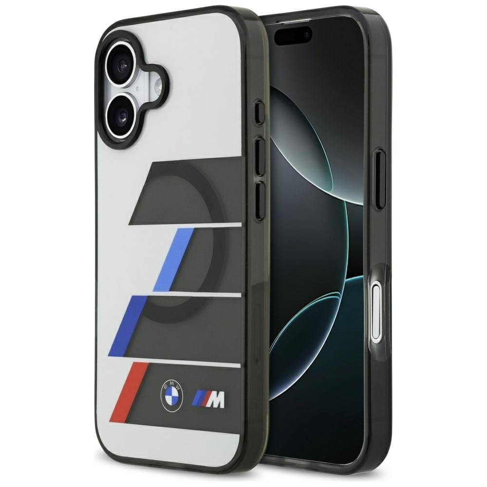 BMW M IML Metal Buttons Tricolor Lines MagSafe-etui til iPhone 17 - Gråt