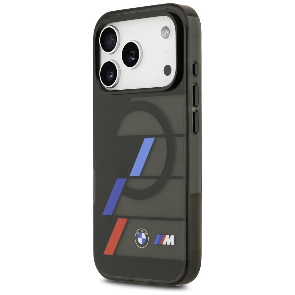 BMW M IML Metal Buttons Tricolor Lines MagSafe-etui til iPhone 17 Pro - Sort