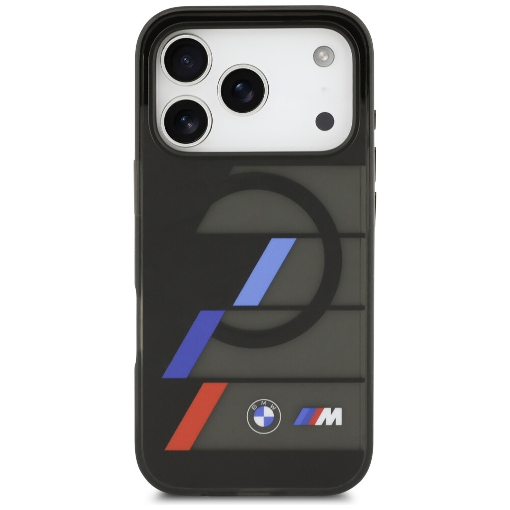 BMW M IML Metal Buttons Tricolor Lines MagSafe-etui til iPhone 17 Pro - Sort