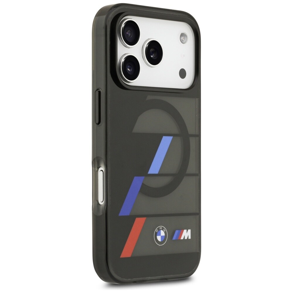 BMW M IML Metal Buttons Tricolor Lines MagSafe-etui til iPhone 17 Pro - Sort