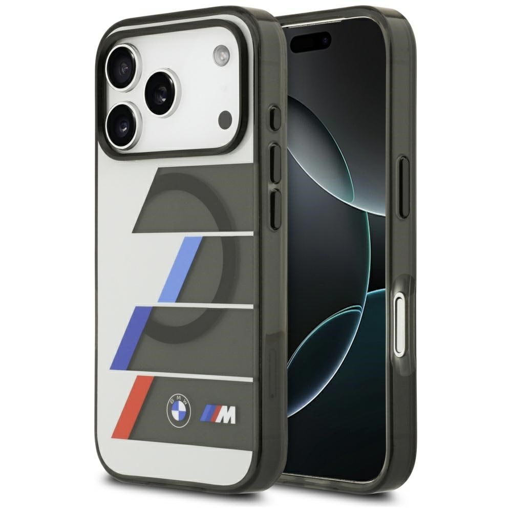 BMW M IML Metal Buttons Tricolor Lines MagSafe-etui til iPhone 17 Pro Max - grå