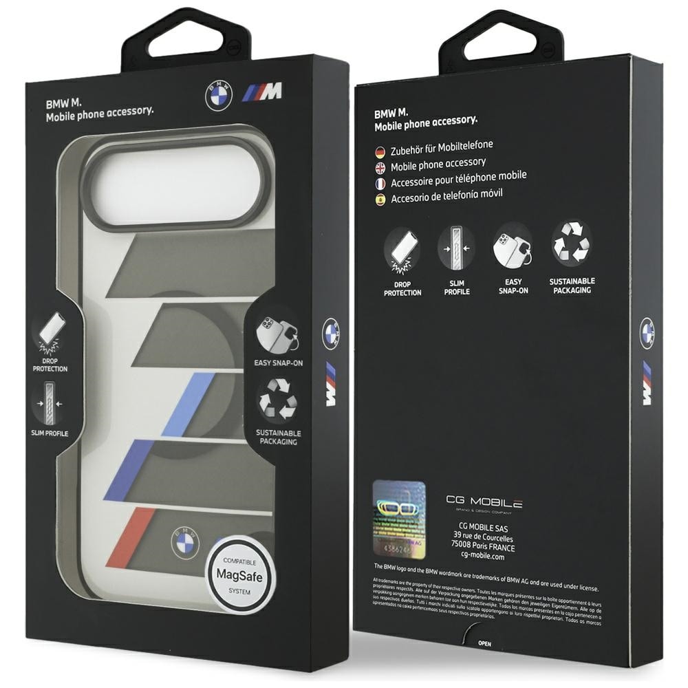 BMW M IML Metal Buttons Tricolor Lines MagSafe-etui til iPhone Air - grå