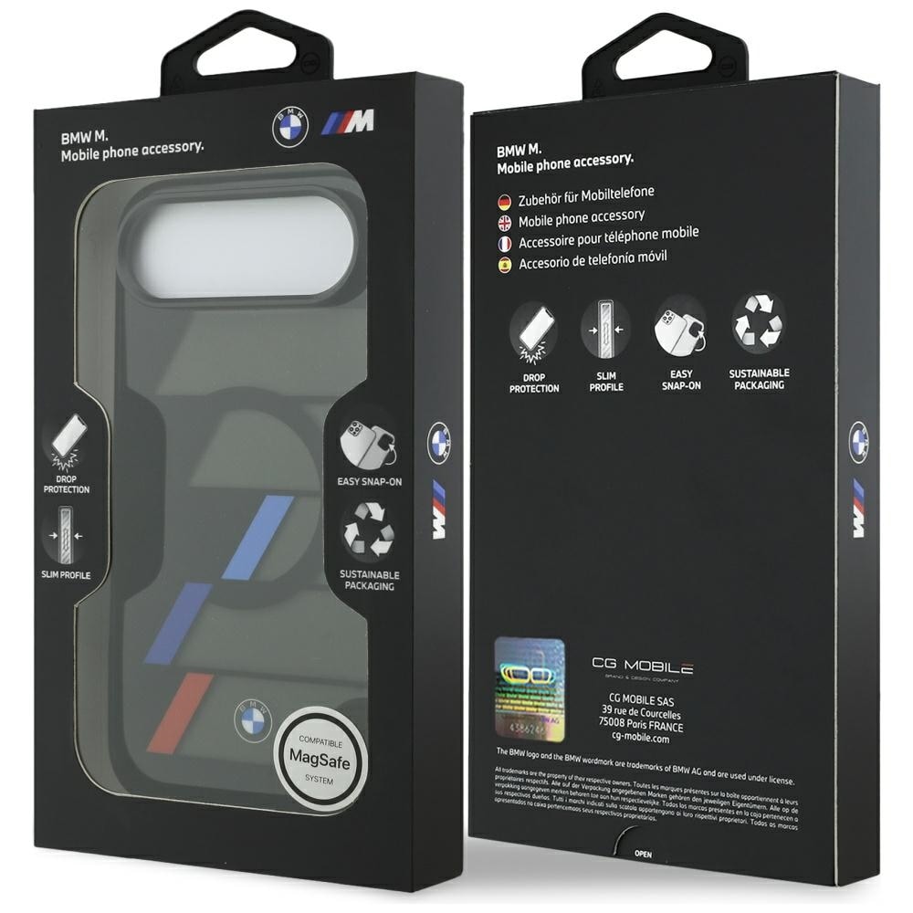 BMW M IML Metal Buttons Tricolor Lines MagSafe-etui til iPhone Air - Sort