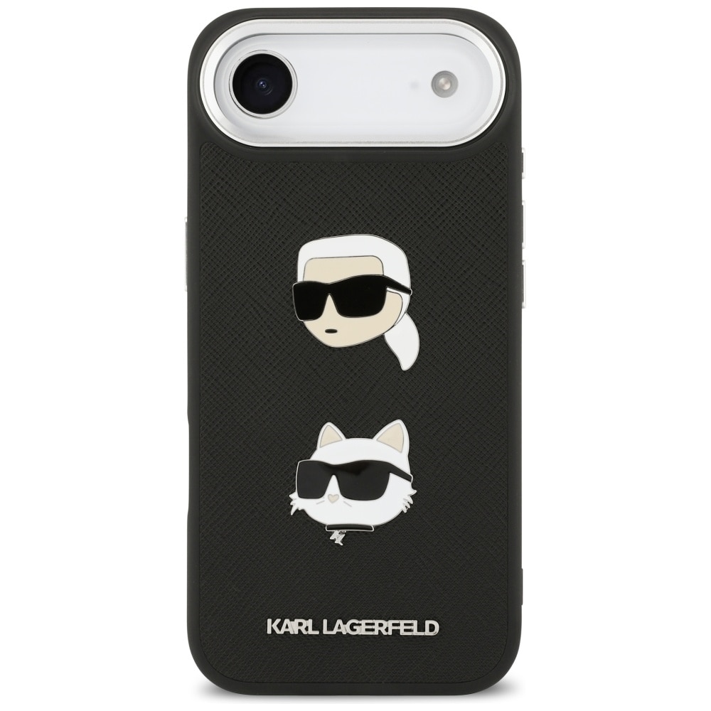 Karl Lagerfeld FW Grained Karl & Choupette Heads Pins & Logo iPhone Air Case - Sort