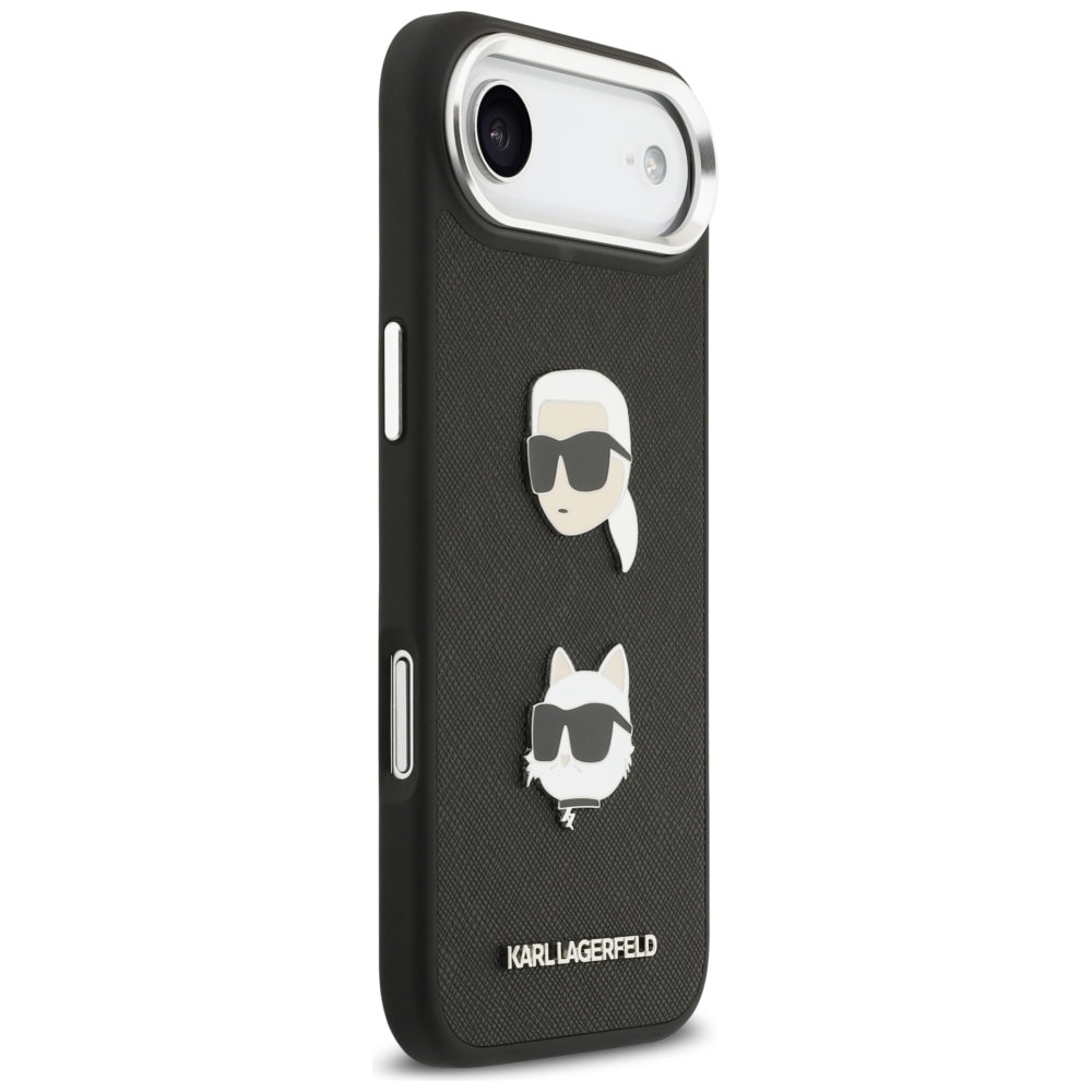 Karl Lagerfeld FW Grained Karl & Choupette Heads Pins & Logo iPhone Air Case - Sort