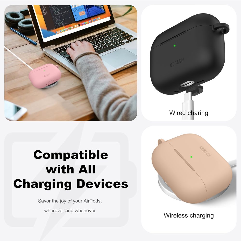 Tech-Protect Silicone Hook Case til AirPods Pro - Marineblå