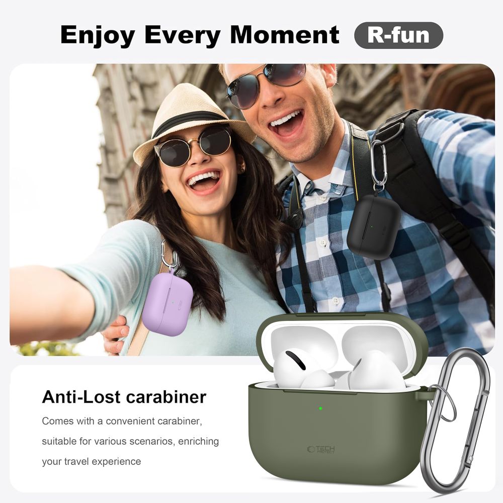 Tech-Protect Silicone Hook Case til AirPods Pro - Marineblå