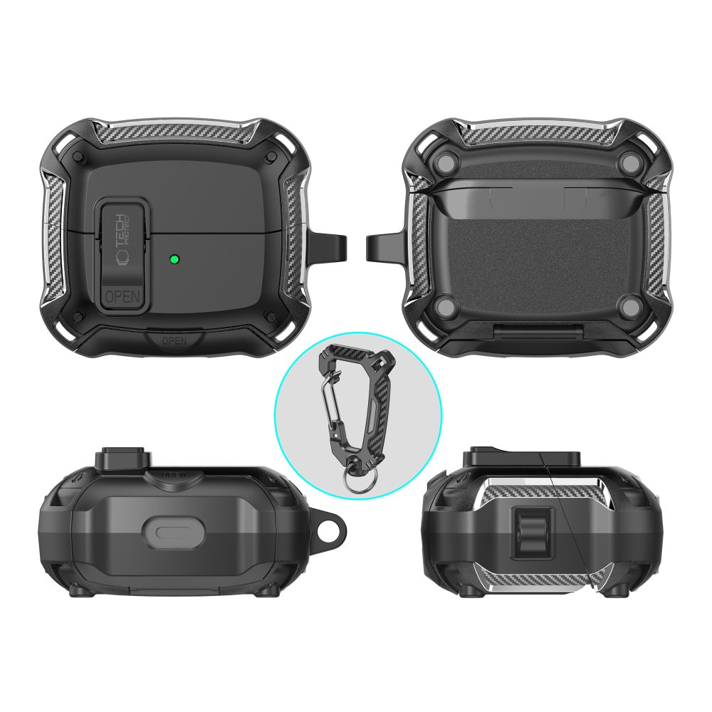 Tech-Protect Silicone Hook Case til Samsung Galaxy Buds 3 / 3 FE / 3 Pro - Sort