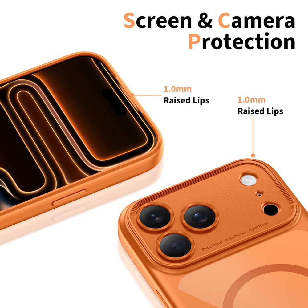 Tech-Protect Magpeak Magsafe CC-etui til iPhone 17 Pro Max - gennemsigtig orange