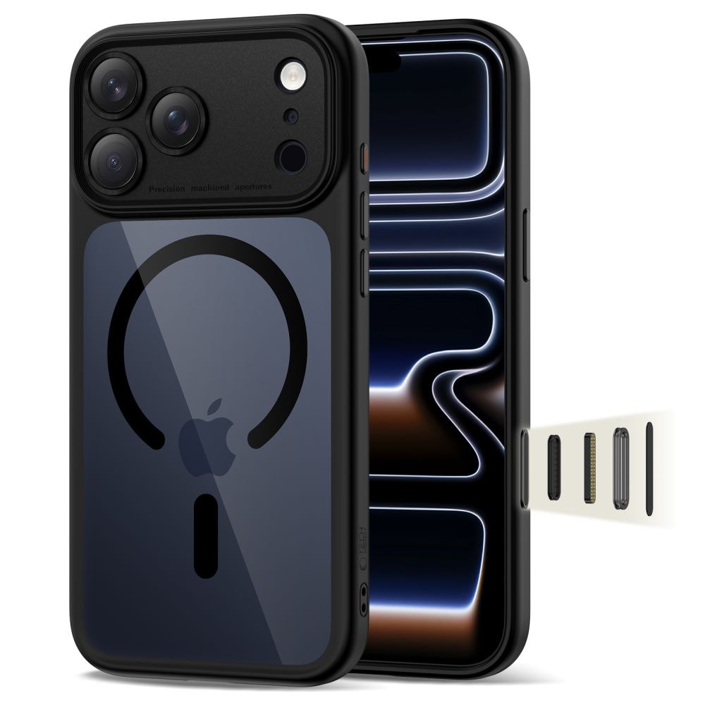Tech-Protect Magpeak Magsafe CC-etui til iPhone 17 Pro - klar sort