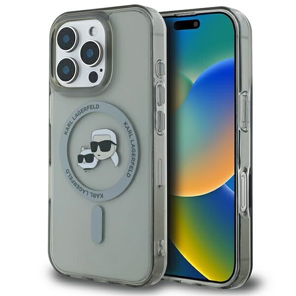 Karl Lagerfeld IML Metal Karl&Choupette Head MagSafe-etui til iPhone 16 Pro Max - Sort