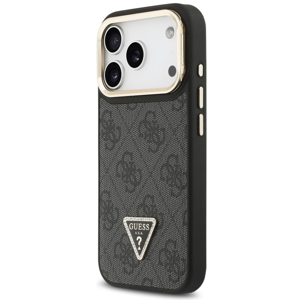 Guess 4G PU Triangle Logo & Stand Camera Magsafe-etui til iPhone 17 Pro - Sort