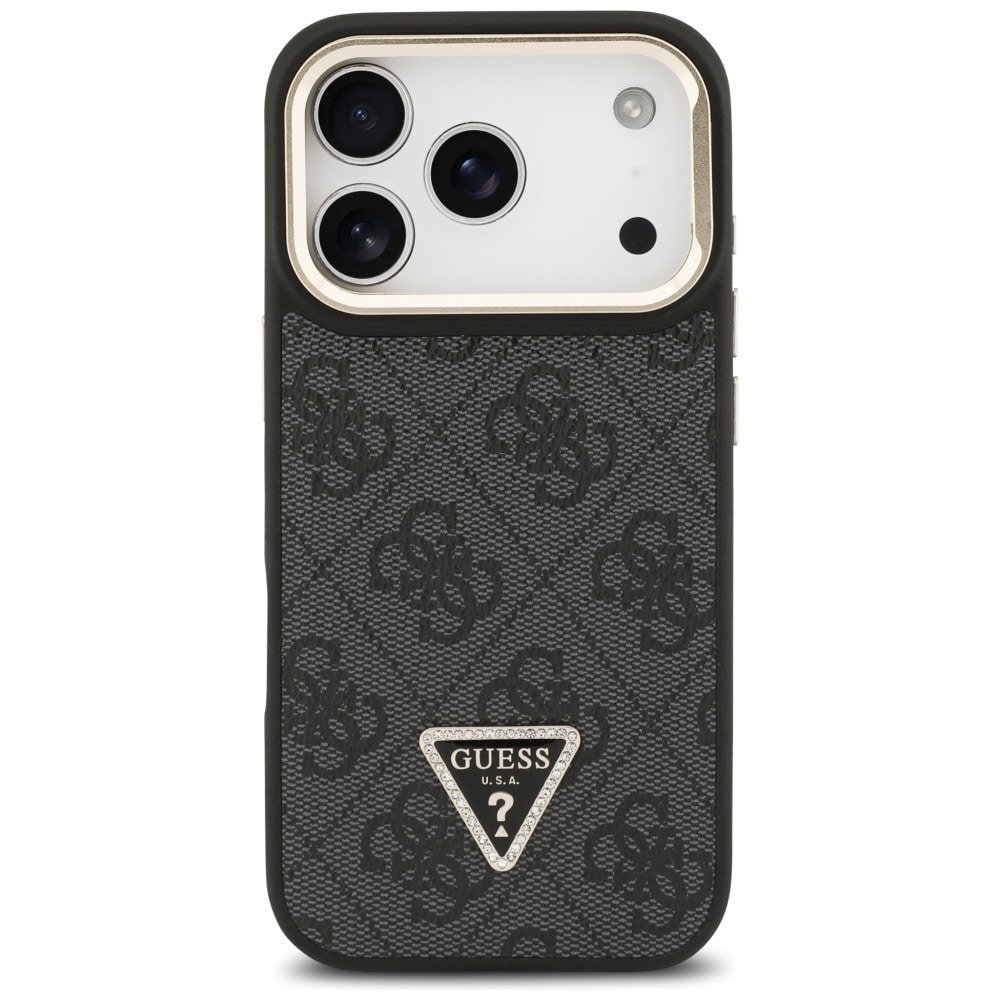 Guess 4G PU Triangle Logo & Stand Camera Magsafe-etui til iPhone 17 Pro - Sort