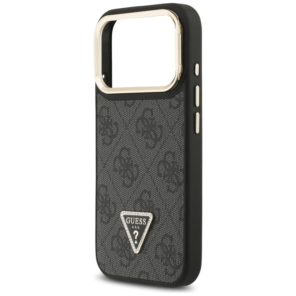 Guess 4G PU Triangle Logo & Stand Camera Magsafe-etui til iPhone 17 Pro - Sort