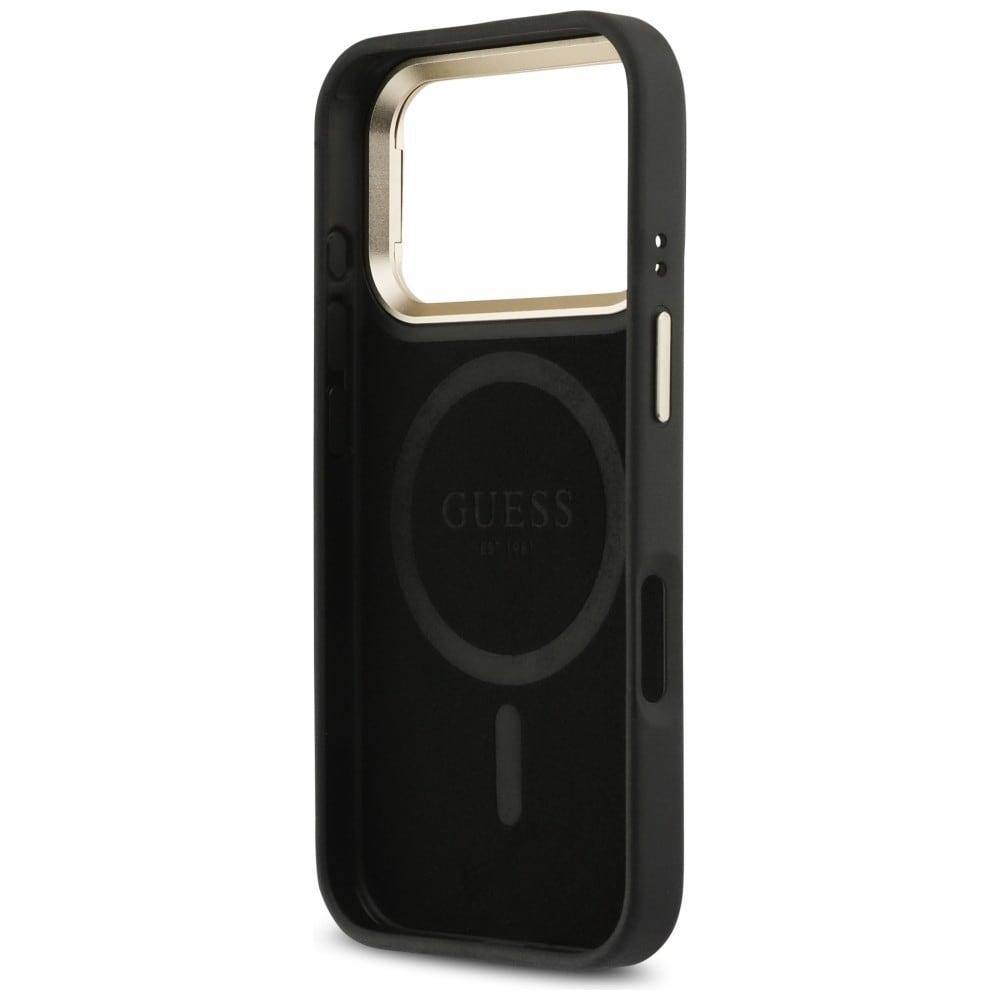 Guess 4G PU Triangle Logo & Stand Camera Magsafe-etui til iPhone 17 Pro - Sort