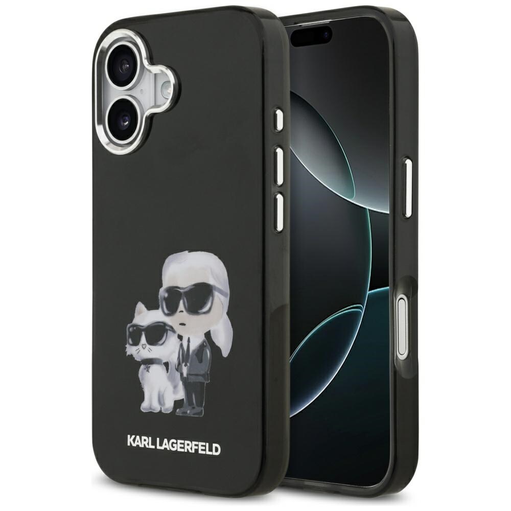 Karl Lagerfeld IML Aquarelle Karl & Choupette & Logo MagSafe-etui til iPhone 17 - Sort