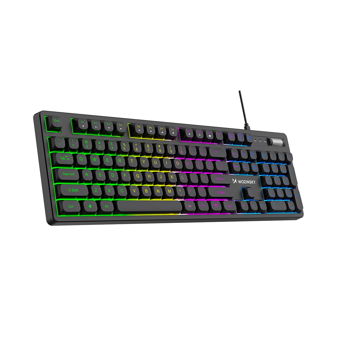 Wozinsky WKG-200 regnbuemembran-gamingtastatur med scrollhjul - sort