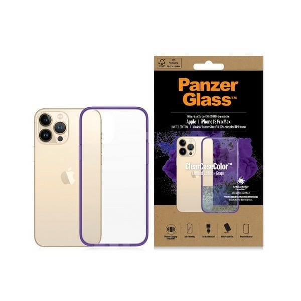 PanzerGlass ClearCase antibakterielt Military Grade etui til iPhone 13 Pro Max - gennemsigtig lilla