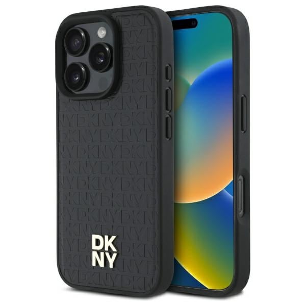 DKNY Repeat Pattern Stack Logo MagSafe iPhone 16 Pro-etui - Sort