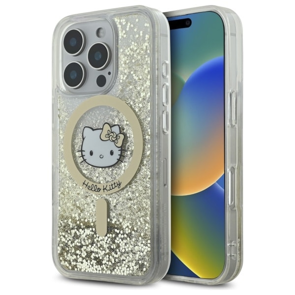 Hello Kitty Liquid Glitter Fever MagSafe-etui til iPhone 16 Pro Max - Guld