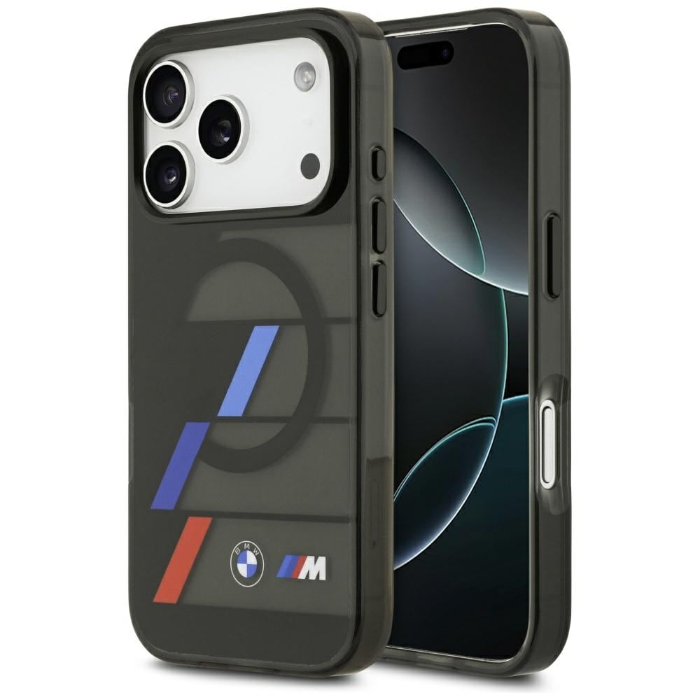 BMW M IML Metal Buttons Tricolor Lines MagSafe-etui til iPhone 17 Pro Max - Sort