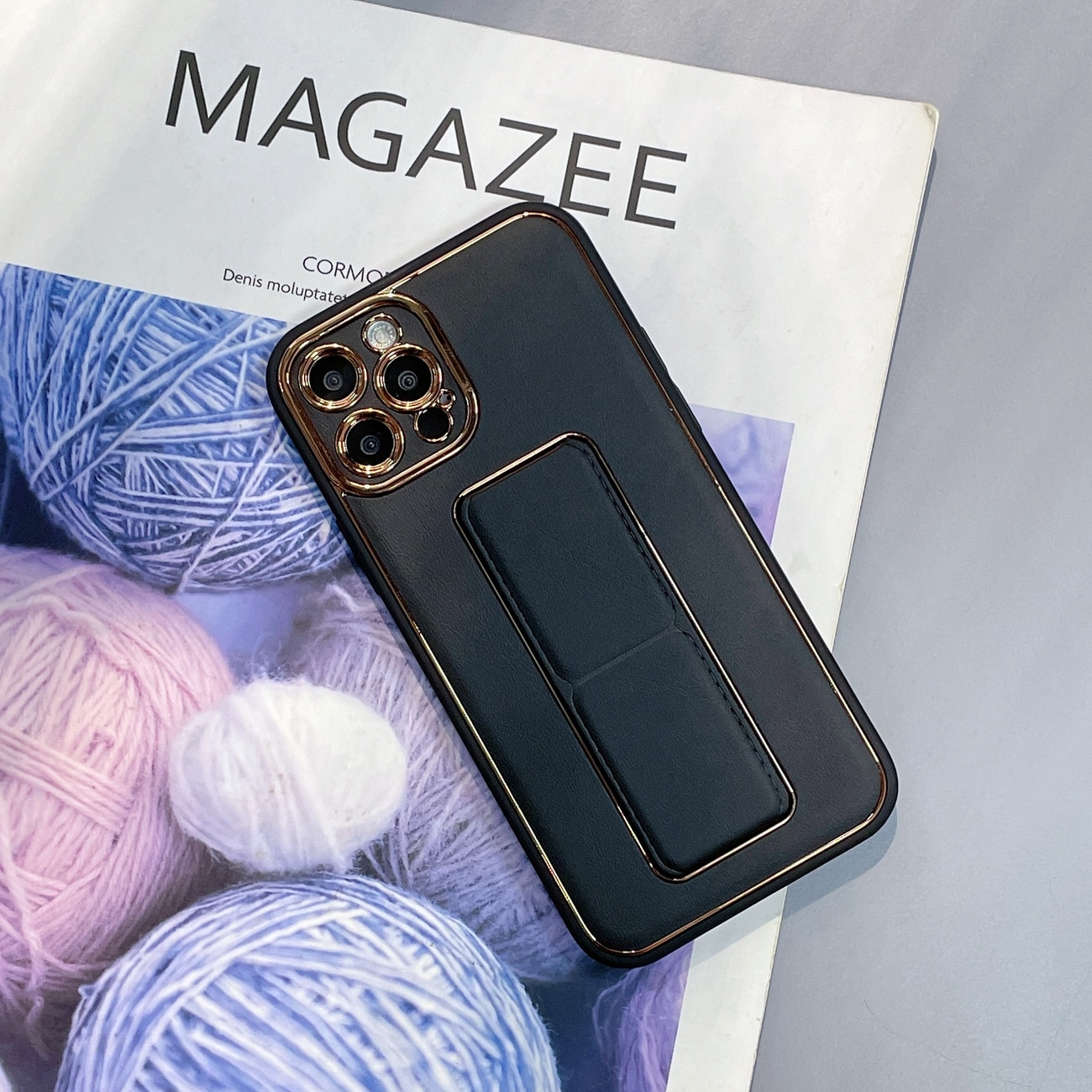 Nyt Kickstand-etui til iPhone 12 Pro med stativ sort