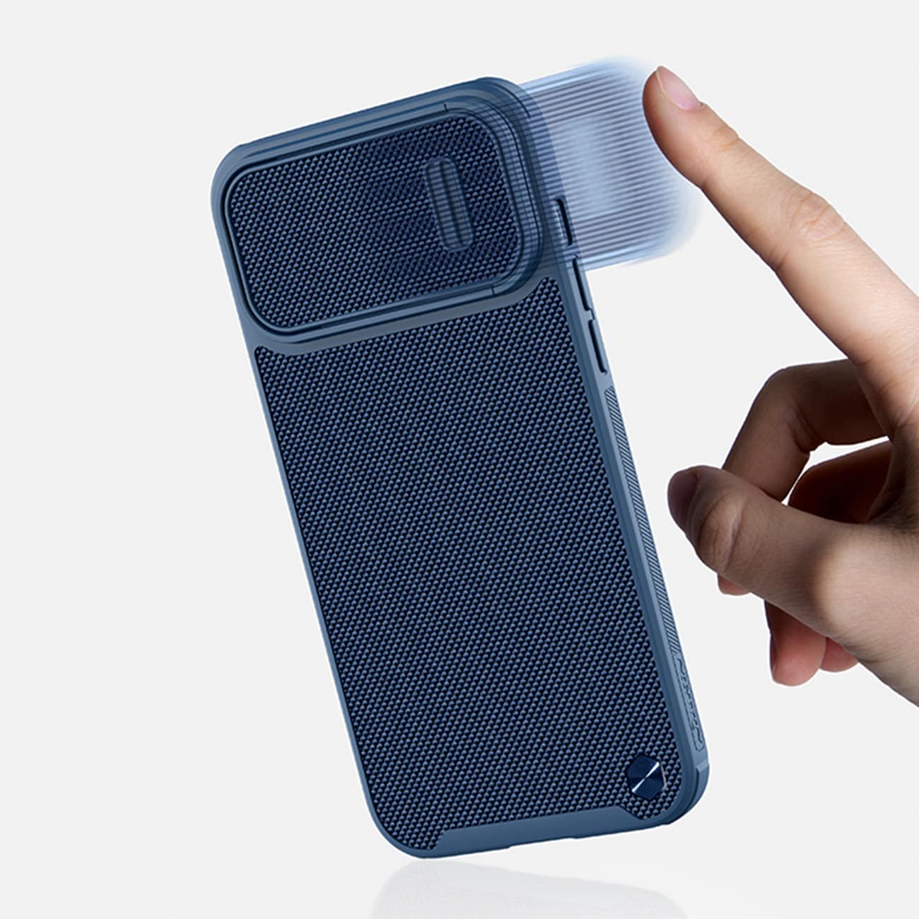 Nillkin Textured S Case til iPhone 14 Plus, pansret cover med kameradæksel, blå