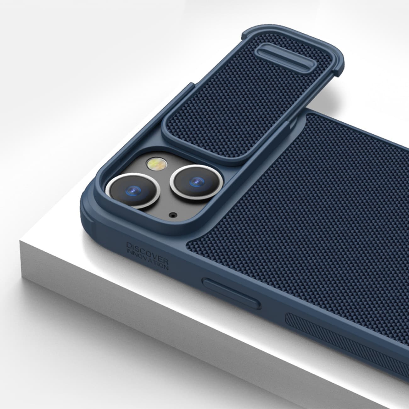 Nillkin Textured S Case til iPhone 14 Plus, pansret cover med kameradæksel, blå