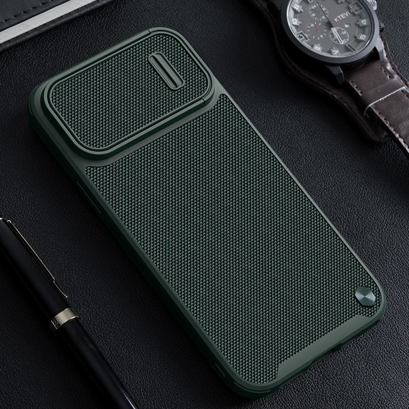 Nillkin Textured S Case til iPhone 14 Plus, pansret cover med kameradæksel, blå