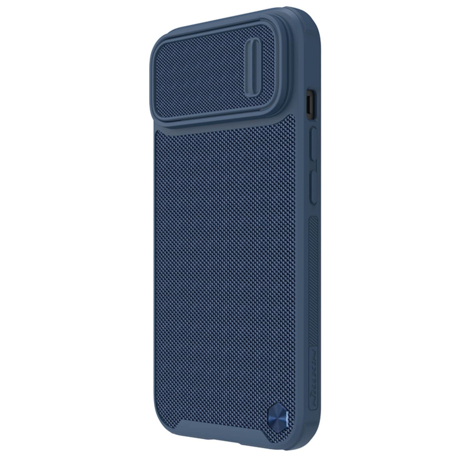 Nillkin Textured S Case til iPhone 14 Plus, pansret cover med kameradæksel, blå