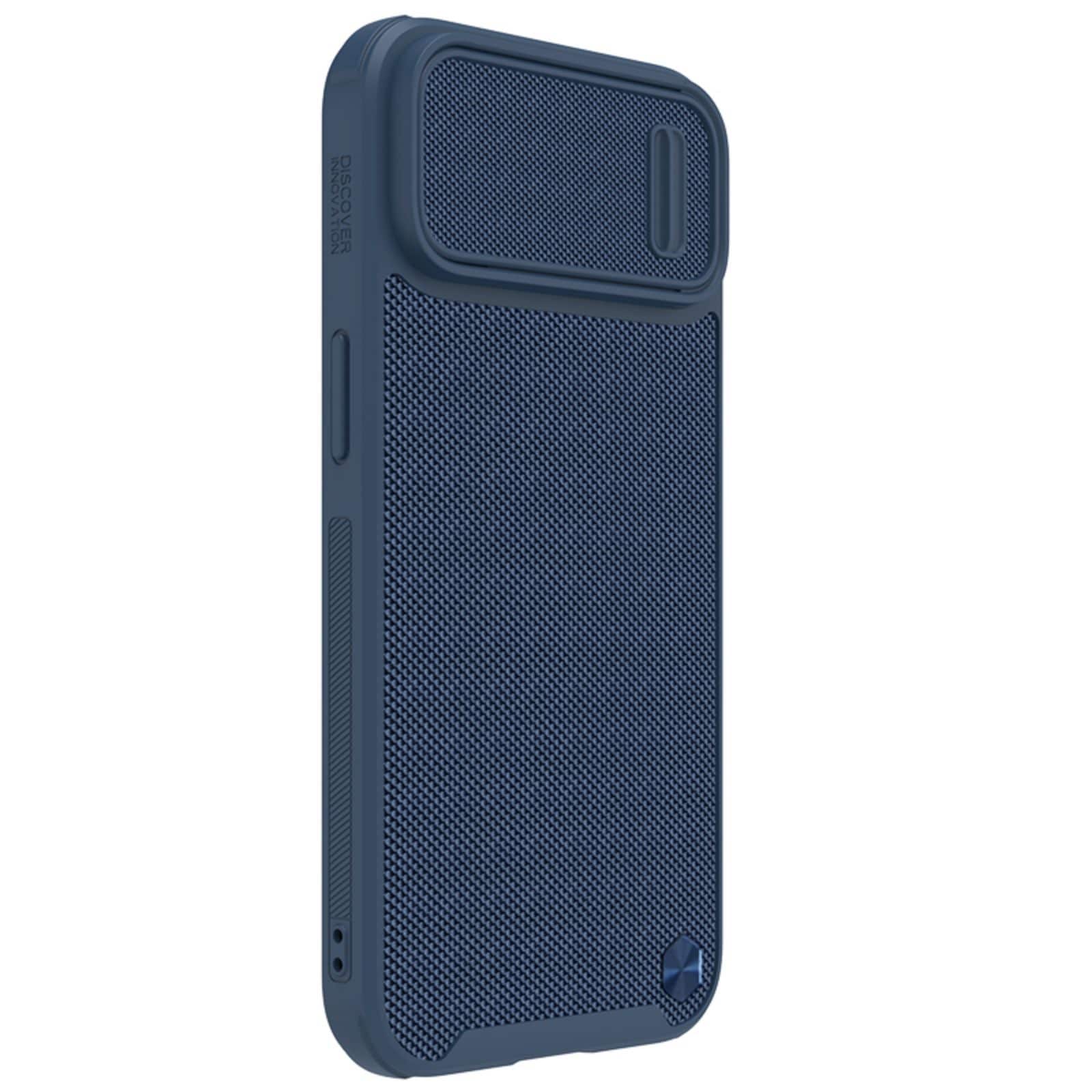Nillkin Textured S Case til iPhone 14 Plus, pansret cover med kameradæksel, blå