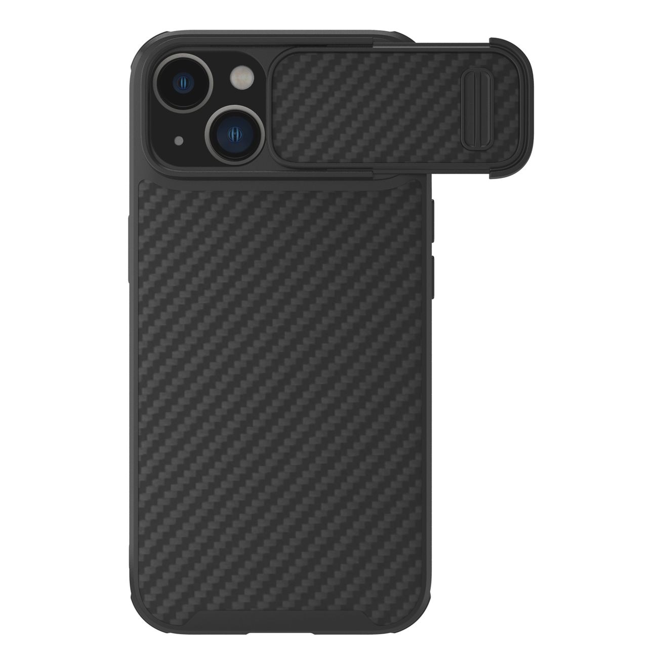 Nillkin Synthetic Fiber S Case iPhone 14 Plus-etui med kameradæksel, sort