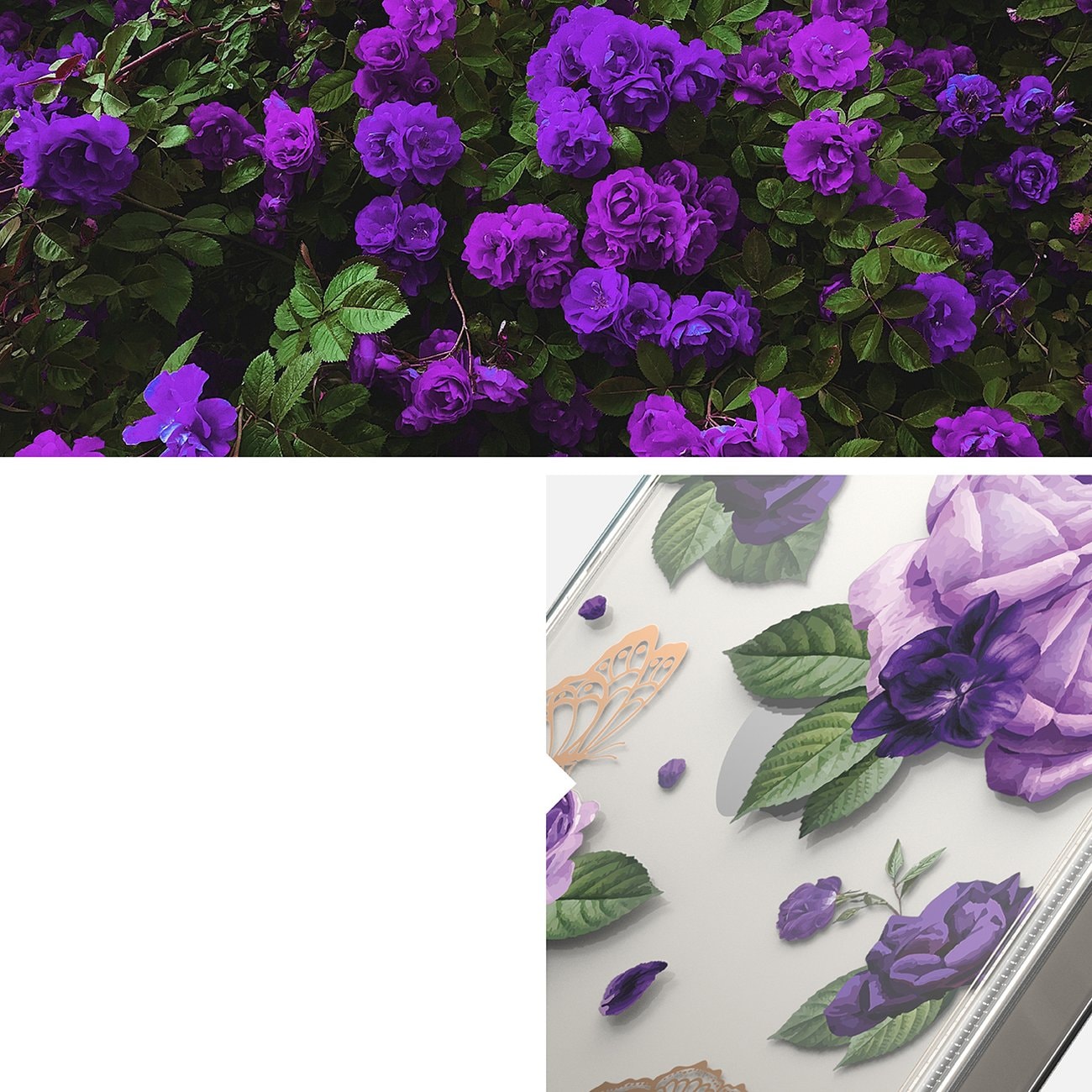 Ringke Fusion Design Armored Case for iPhone 14 Plus, Gel Frame, Transparent (Purple Rose)