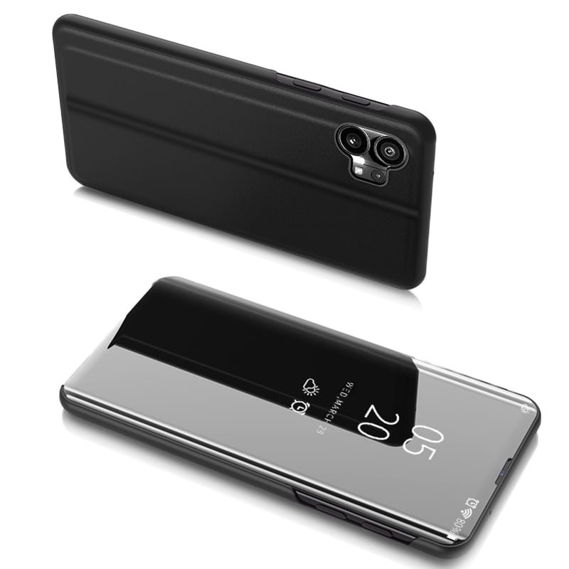 Clear View Case-etui til Nothing Telefon 1 flip-etui sort