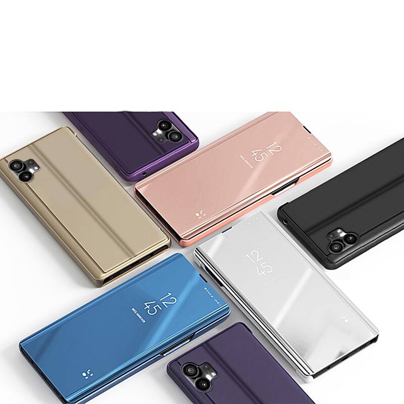 Clear View Case-etui til Nothing Telefon 1 flip-etui sort