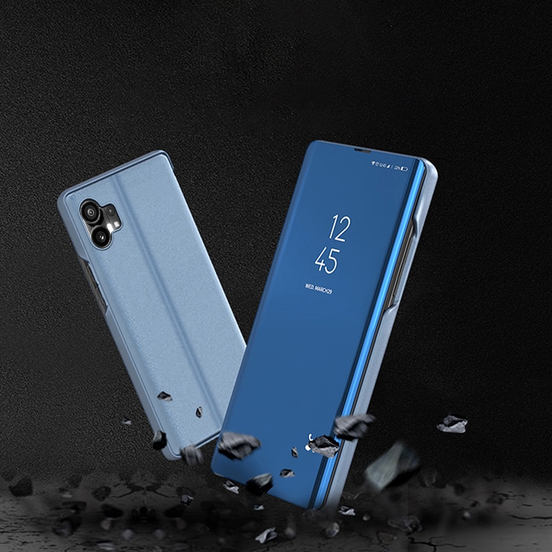 Clear View Case-etui til Nothing Telefon 1 flip-etui sort