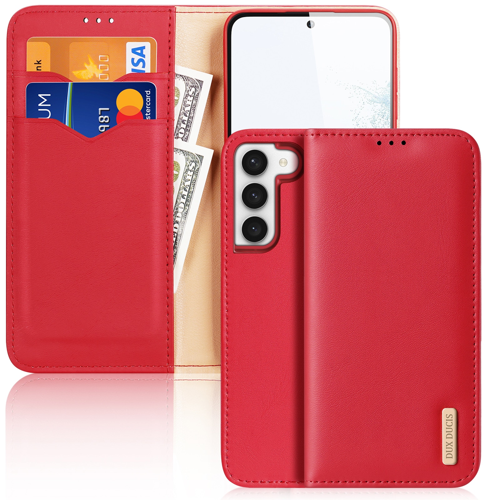 Dux Ducis Hivo etui Samsung Galaxy S23+ flip cover wallet stand RFID blocking red