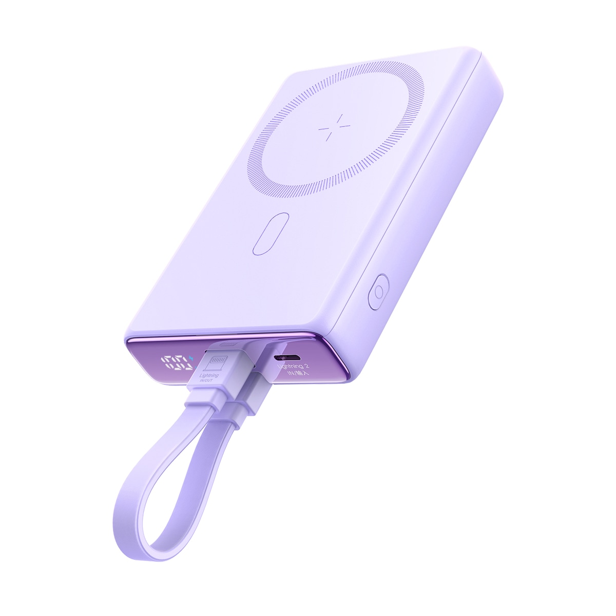 Powerbank Joyroom JR-PBM01 magnetisk 10000mAh 20W med stander + lynkabel - USB-C - lilla
