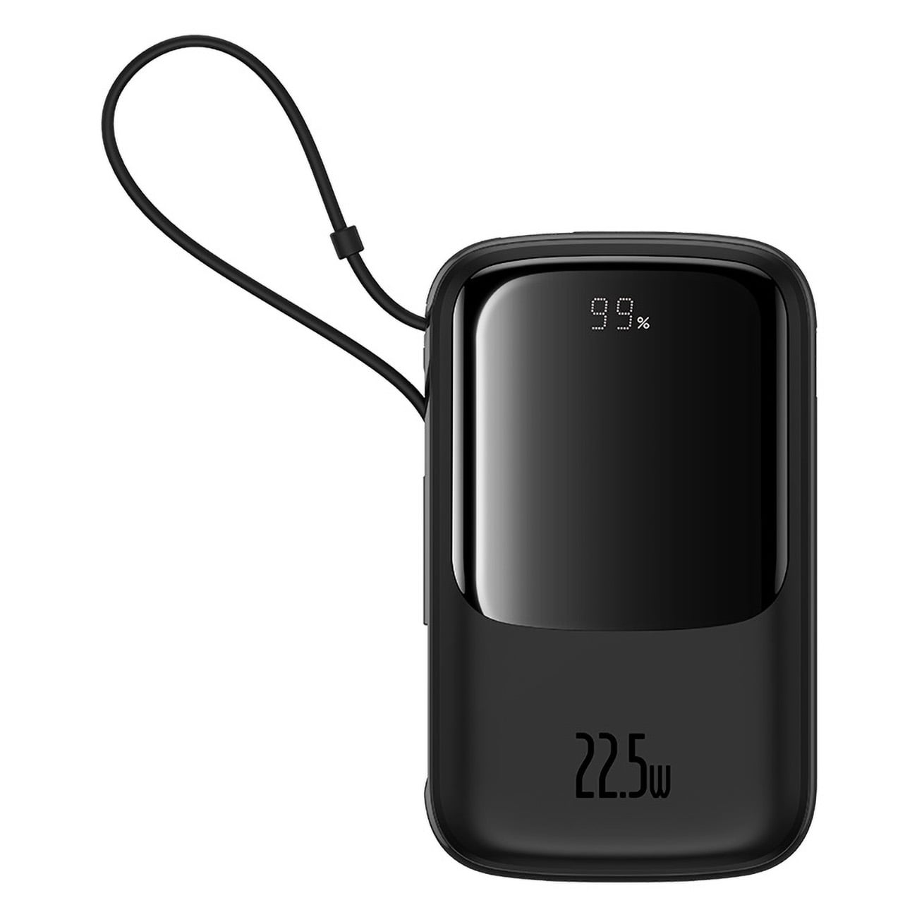 Baseus Qpow Pro+ 10000mAh 22,5W powerbank med indbygget USB-C-kabel og display - sort