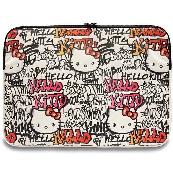 Hello Kitty PU-etui med metallogo til en 14" bærbar computer - beige