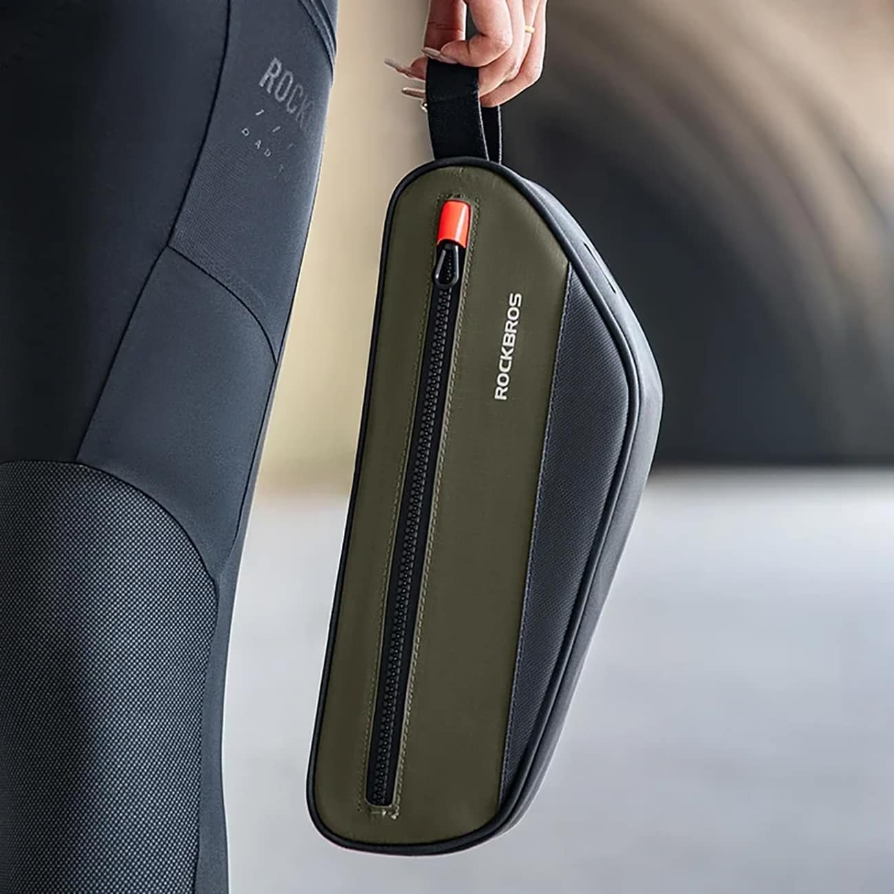 Rockbros 30120079001 cykeltaske til 1,7 l stel - grøn og sort