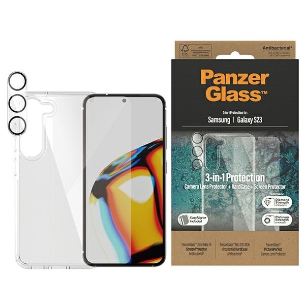 PanzerGlass Bundle 3in1 Transparent Case + Film + Camera Protector til Samsung Galaxy S23