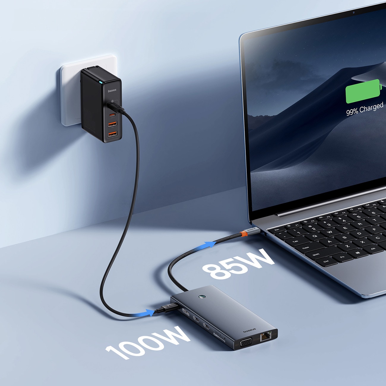 HUB Baseus PortalJoy 13in1 USB-C Hub - 2x HDMI/DP/VGA/USB-A/C/PD/RJ45/SD/TF/AUX - grå