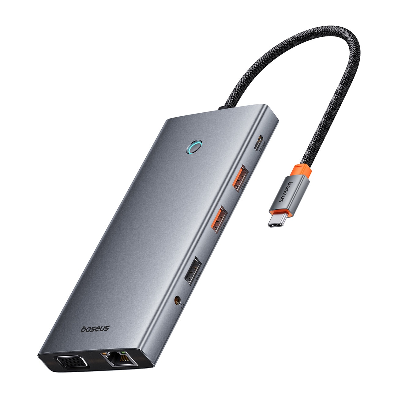HUB Baseus PortalJoy 13in1 USB-C Hub - 2x HDMI/DP/VGA/USB-A/C/PD/RJ45/SD/TF/AUX - grå