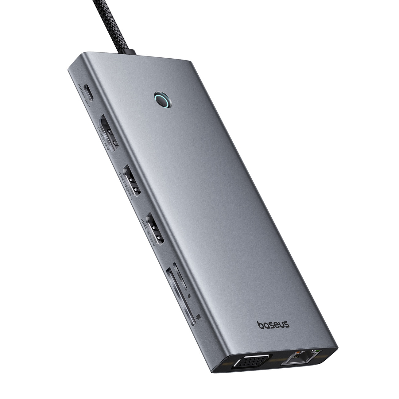 HUB Baseus PortalJoy 13in1 USB-C Hub - 2x HDMI/DP/VGA/USB-A/C/PD/RJ45/SD/TF/AUX - grå
