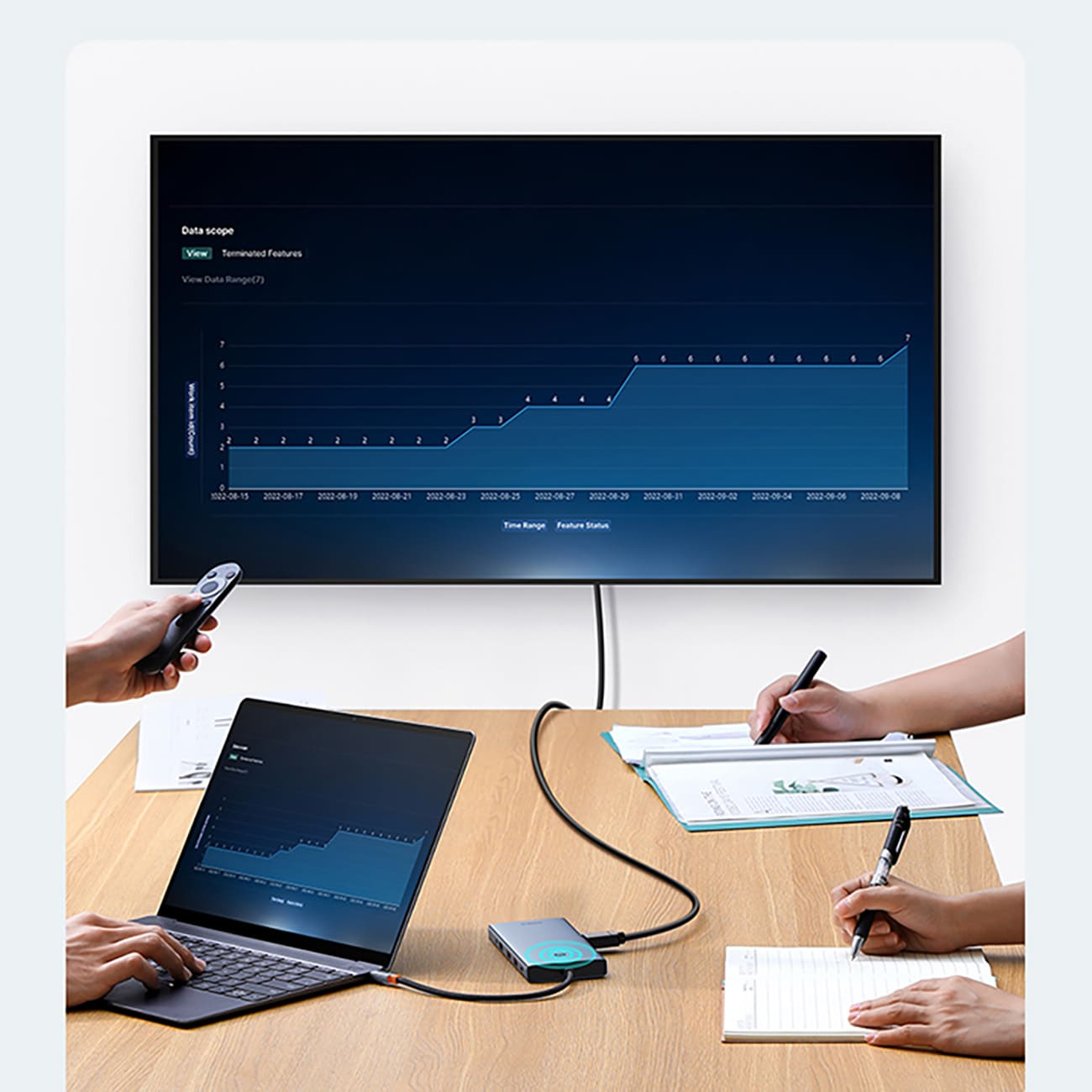 HUB Baseus PortalJoy 13in1 USB-C Hub - 2x HDMI/DP/VGA/USB-A/C/PD/RJ45/SD/TF/AUX - grå