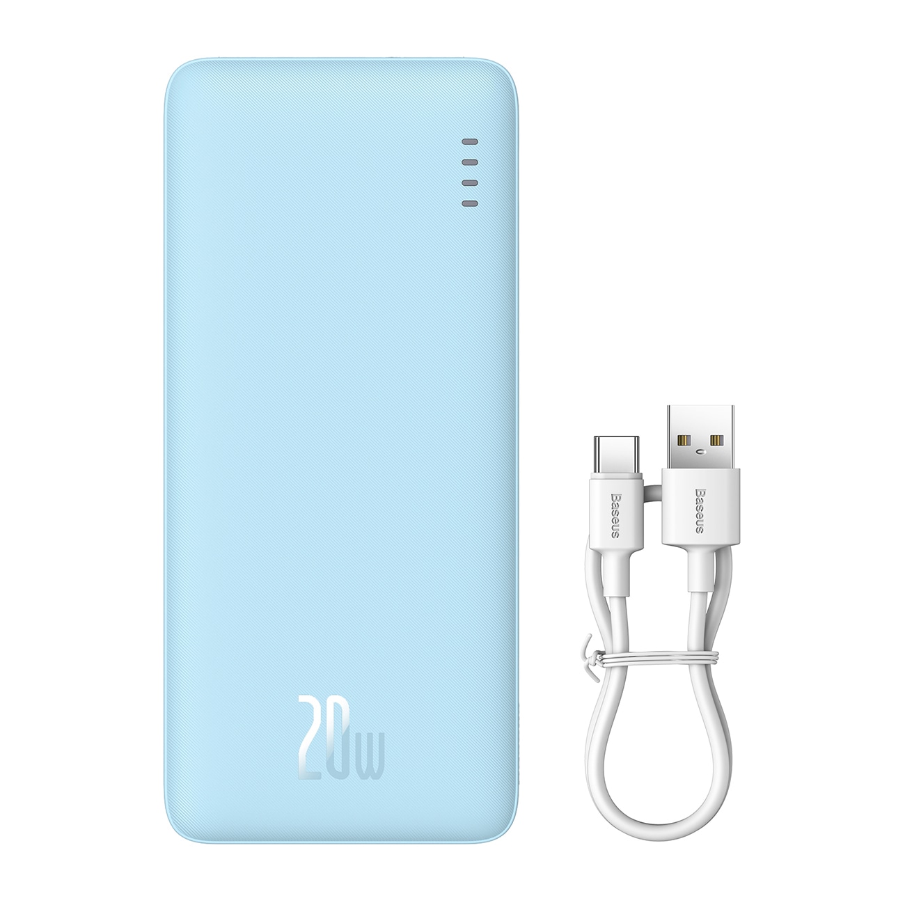 Baseus Airpow 20W 20000mAh Power Bank med hvid Baseus Simple Series USB-A - USB-C 50cm kabel - Blå